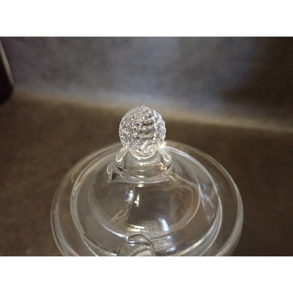 Vintage Duncan & Miller Clear Teardrop Texture Pebbled 3 Piece Glass Mustard Jar - Picture 7 of 10